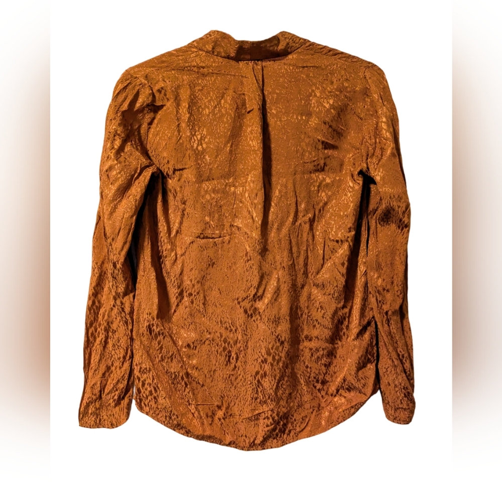 ARITZIA BABATON Orange Snake Print Satin Power Blouse Size - Picture 3 of 8